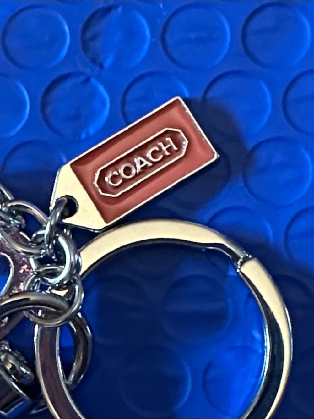 Coach Orange Heart Charm Key Ring with Crystal Accents - Picture 3 of 3